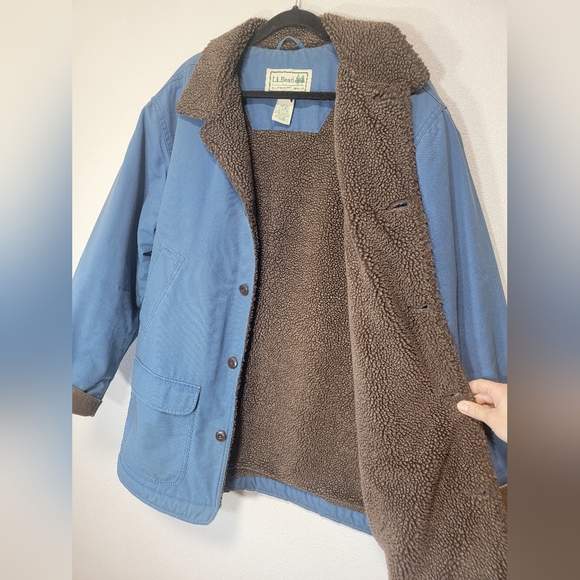 L.L.Bean Sherpa Lined Chore Jacket L Tall Vintage Country Western - Picture 2 of 9